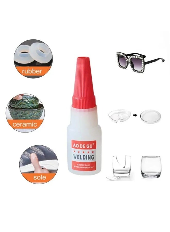 AO DE GU غراء فائق القوة 20 جرام شفاف سريع الالتصاق للأعمال اليدوية والإصلاح للبلاستيك والمعدن والمطاط والخشب والجلد والسيراميك والزجاج متعدد الاستخدامات - Image 2